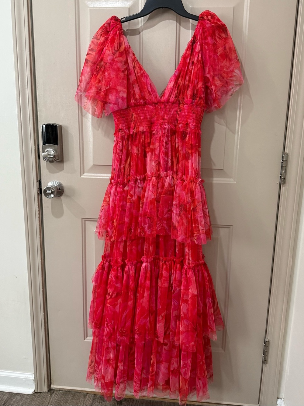 Showpo Leianna Tiered Floral Maxi Dress in Pink-Red - Picture 2 of 8